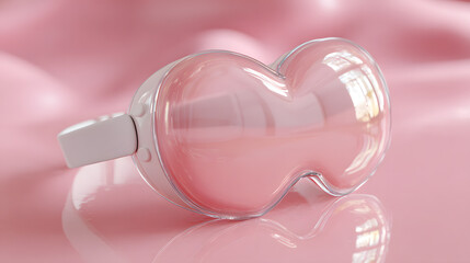 Pink Virtual Reality Headset with Glossy Heart Concept