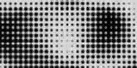 Monochrome gradient halftone dots background. Vector illustration. Abstract small grunge dots on white background