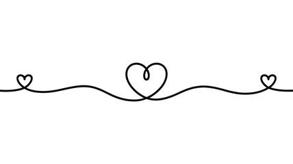 Continuous line with hearts Vector, illustration