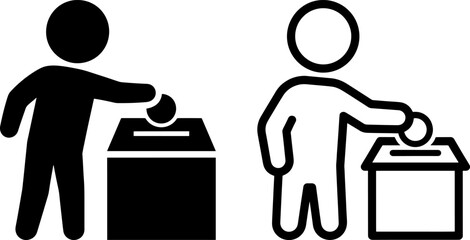 Simple Vector Icon Set of a Person Putting a Coin into a Donation Box for Zakat, Sadaqah, and Islamic Charity Concepts