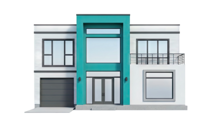 Modern Two-Story House with Teal Accent and Garage