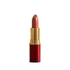 Fototapeta premium A red lipstick with gold accents on transparent background
