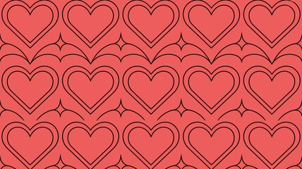 Red hearts pattern background Vector, illustration