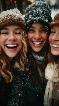 Amigos Felizes e Alegres se Divertindo na Neve, Amizade Verdadeira, Alegria Coletiva e Inverno Encantado