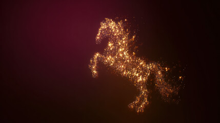 Year of the Horse 2026 Chinese New Year golden horse silhouette on dark red  background