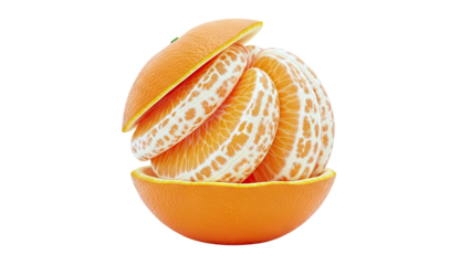 Peeled Orange with Segments and Peel