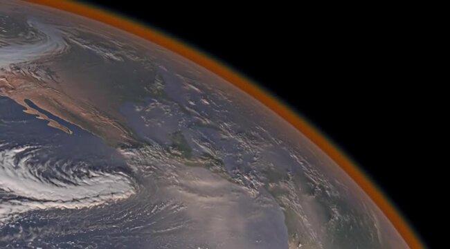 Planeta Terra Visto do Espa&ccedil;o, Beleza C&oacute;smica, Atmosfera Azul e Vis&atilde;o Global do Universo