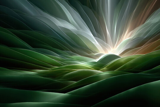 An abstract landscape with smooth, undulating forms reminiscent of hills or layers of a natural landscape. 