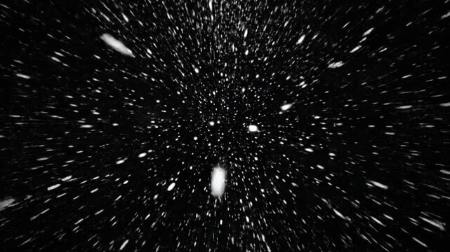 Abstract black and white hyperspace jump background with stars, suitable for space travel themes.