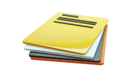 Stack of colorful digital folders with black lines on top