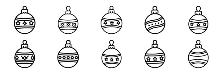 Obraz premium Minimalist christmas ornament travel icon pack outline version. Holiday vector design illustration