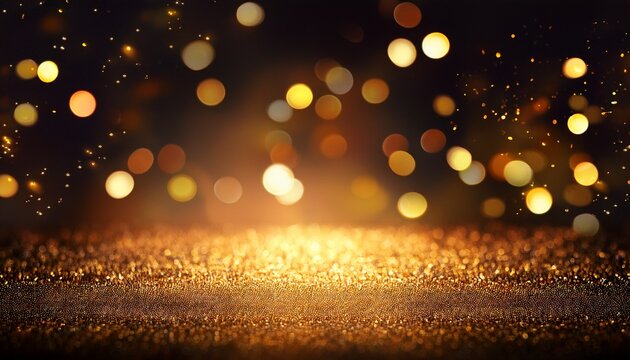Fondo Elegante Oscuro Con Particulas Doradas Y Efecto Bokeh Recurso Para Campana Publicitaria Tarjeta De Navidad Fin De Ano Celebraciones Y Fiestas