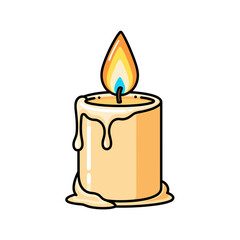 Wax candle with flame melting wax, concept of Easter  