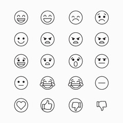 Black and white emoticon faces and symbols line expressions