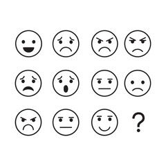 Black and white emoticon faces with various expressions