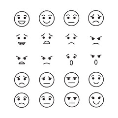 Black and white emoticon faces smiling frowning