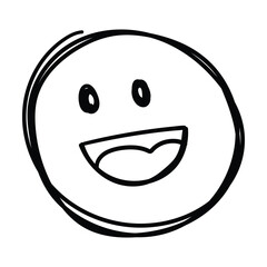 Hand drawn laughing face with wide open mouth, joyful and excited