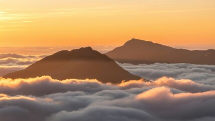 Mountains above clouds at sunrise landscape nature
