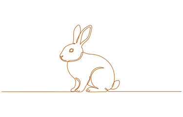 Obraz premium Continuous one line drawing of cute rabbit easter design vector illustration of animal in minimalist style