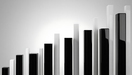 Obraz premium Alternating Black and White Bars Showing Upward Trend on White Background bar chart graph
