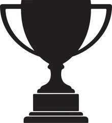 Black Silhouette Trophy Cup with Base on White Background also transparent background