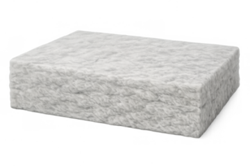 White insulation board block offering thermal energy saving and soundproofing properties on transparent background