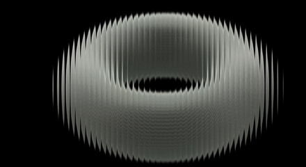 abstract monochrome 3d glass ring wave form on black background