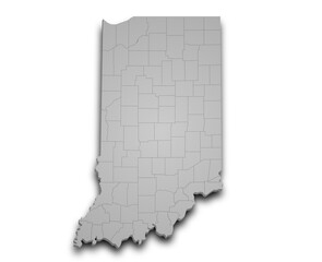 Indiana map. 3d Map of Indiana state with color. United State of America, US, United State