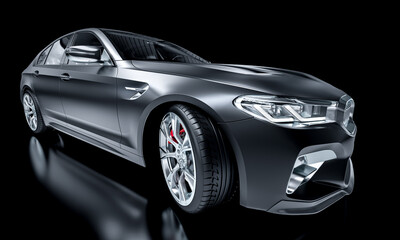 performance car on black background 3d