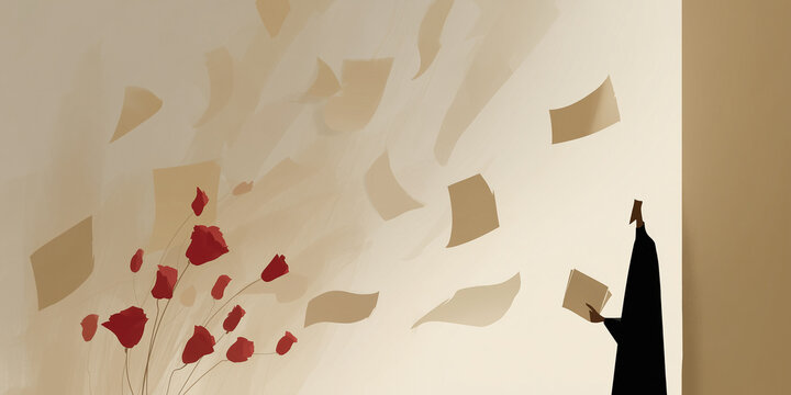 Sant jordi celebrating books and roses illustration