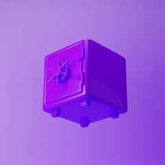 Safe box icon isolated over purple background. 3D rendering.