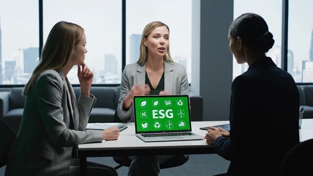 Business team presents net zero.