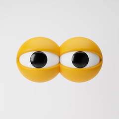 Open cartoon eyes isolated over white background. 3D rendering.