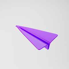 Paper plane icon isolated over white background. 3D rendering.