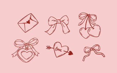 Romantic  stuff  vector doodle set 