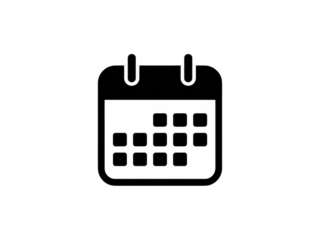 White outline of a calendar isolated isolated on a transparent background