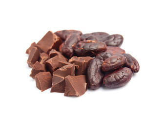 Cacao bean with chocolate
