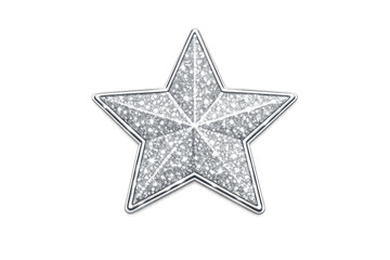 Obraz premium Silver glitter five-point star bringing festive sparkle, celebration, and luxury to holiday decorations on transparent background