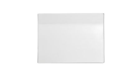 Simple blank white rectangle mockup template with subtle shading, ideal for product display on transparent background