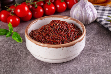 Asian organic red raw rice