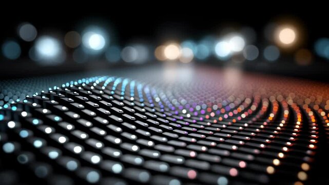 Abstract digital wave patterns intertwine with a bokeh background, creating a modern visual experience. the colorful lights and dynamic motion evoke a sense of technology and futuristic elegance, idea