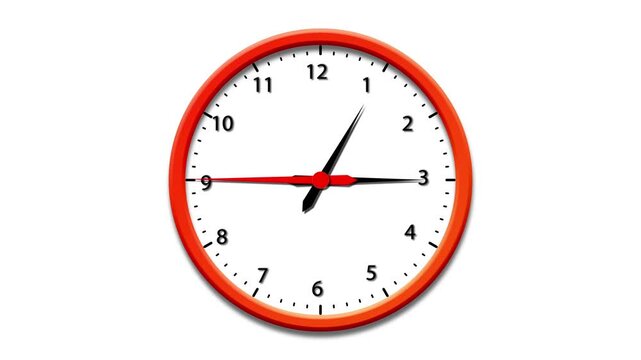 Clock spinning, watch animation on white background with alpha channel. Clock icon flat style. 12 hours clock dial . Analog clock spinning animation.4k vedio.