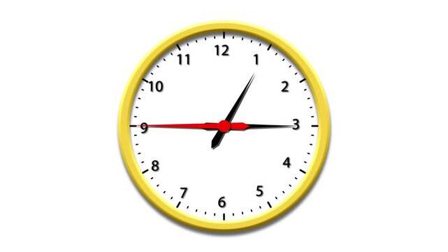 Clock spinning, watch animation on white background with alpha channel. Clock icon flat style. 12 hours clock dial . Analog clock spinning animation.4k vedio.