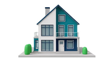 Stylized Two-Tone Modern House