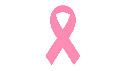 Pink ribbon on white background, a symbol of awareness