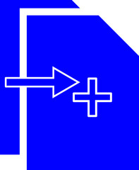 Obraz premium Blue Document Add Icon: Professional File Import and New Page Vector for Cloud Storage UI, CMS Platforms, Data Upload and Administrative App Graphics