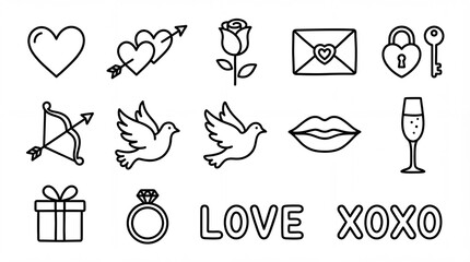 vector set of wedding icons