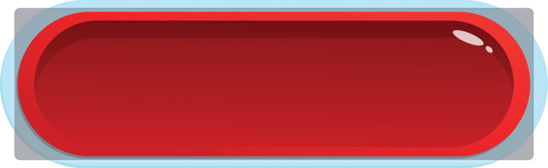 Glossy red rounded rectangle button is waiting to be clicked