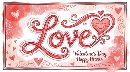 valentine card with hearts and ribbon