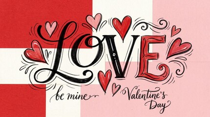 valentine card with hearts and ribbon